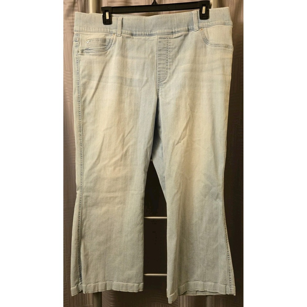 Spanx Wide Leg Denim Jeans Womens 3XL Light Wash Pull On Stretch Pants (40x25)